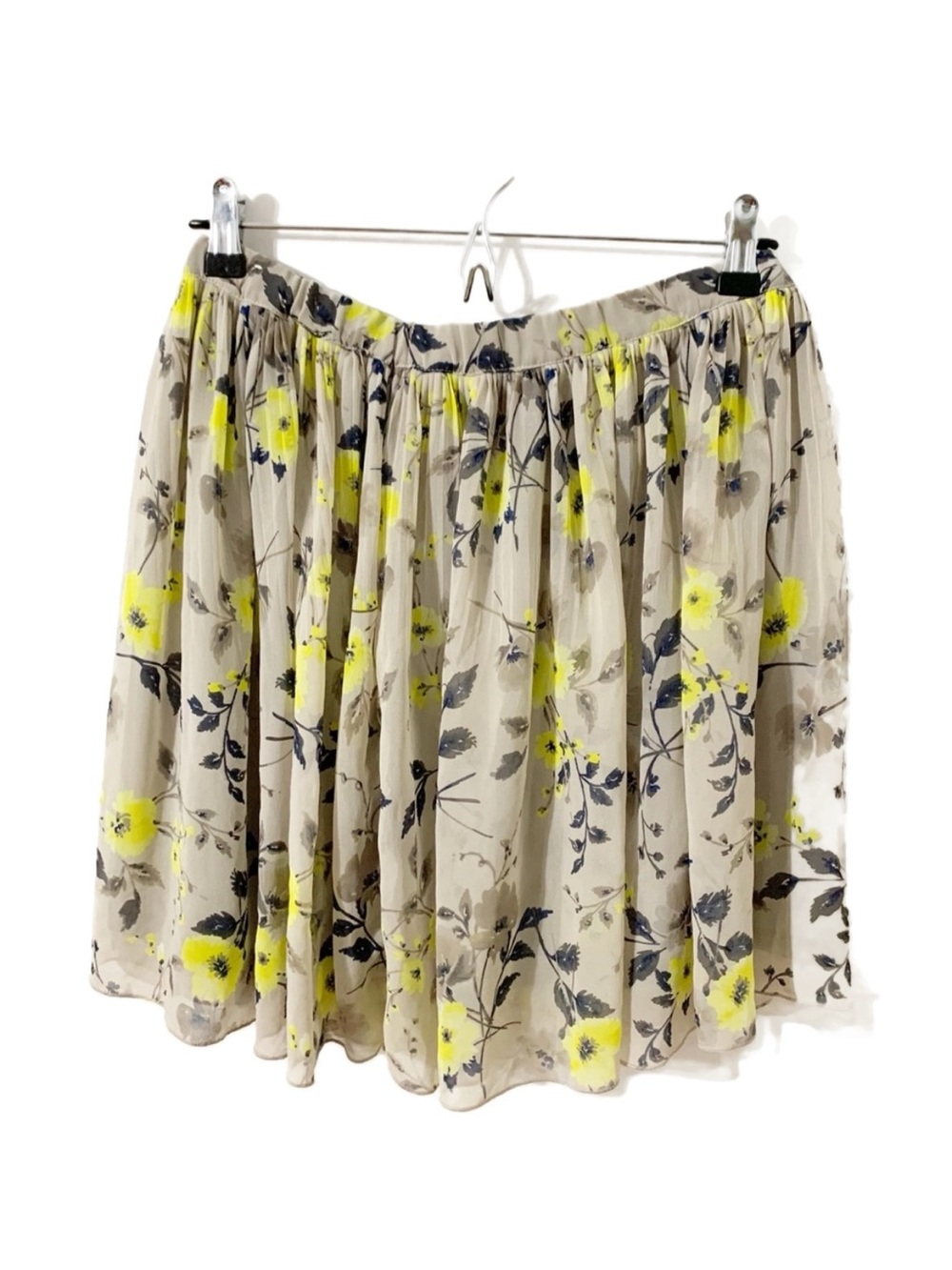 Old Navy Fully Lined Floral Mini Skirt Elastic Gathered Waist Sheer Over Lining